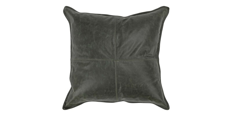 8301V240097K-101318817 Dumont Leather Acre Forest Green Square Pillow Cover + Insert - Image 1