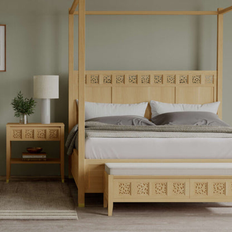 892230C506-102135621 Surrey Hills Four-Poster Bed - Oak / California King / 506 Natural - Image 1