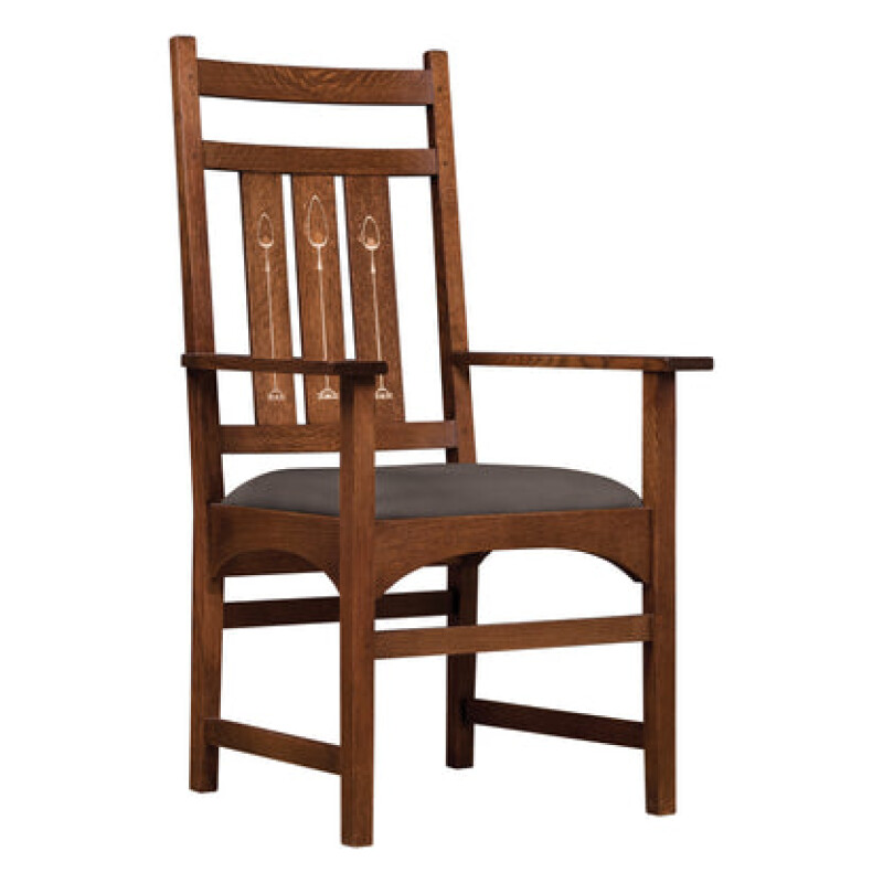 89353ACOLMANOLIVE032-102130004 Harvey Ellis Arm Chair, with Inlay - Oak - Image 1