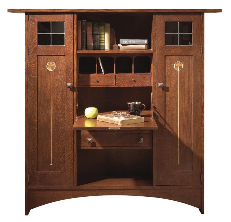 89477-102128249 Harvey Ellis Fall-Front Bookcase with Wood Doors - Image 1