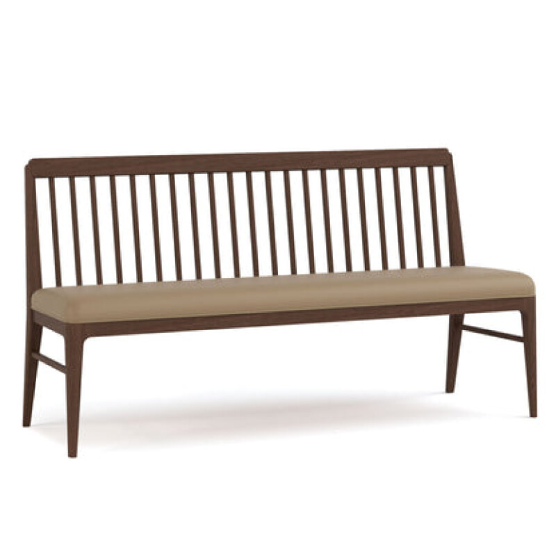 9939LWNT-102115289 Walnut Grove Spindle Bench - Salvador Dove Leather - Image 1