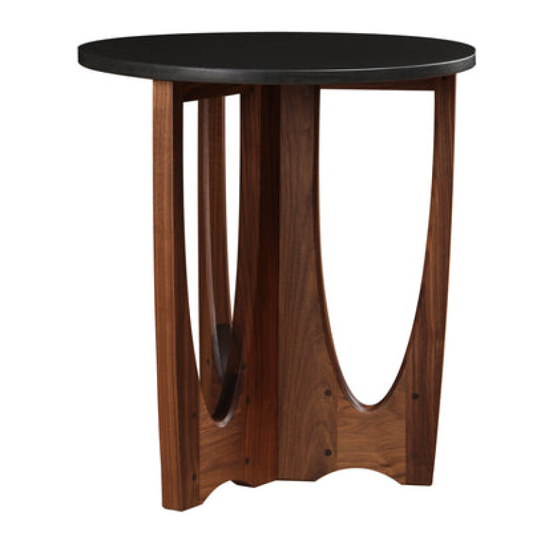 9948STWNT-102116015 Walnut Grove Round Lamp Table - Stone Top - Image 1