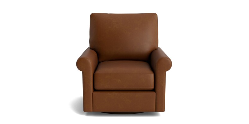C10005SFL55-101316446 True Custom™ True Custom® Leather Roll Arm Swivel Chair - Image 1