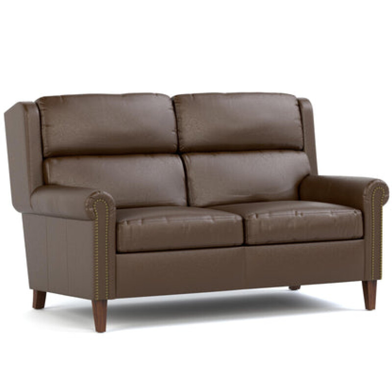 CL818761PRSELVANOCHESTNUTDARKMAPLE-102110073 Woodlands Small Roll Arm Loveseat with Nails - Selvano Chestnut - Image 1