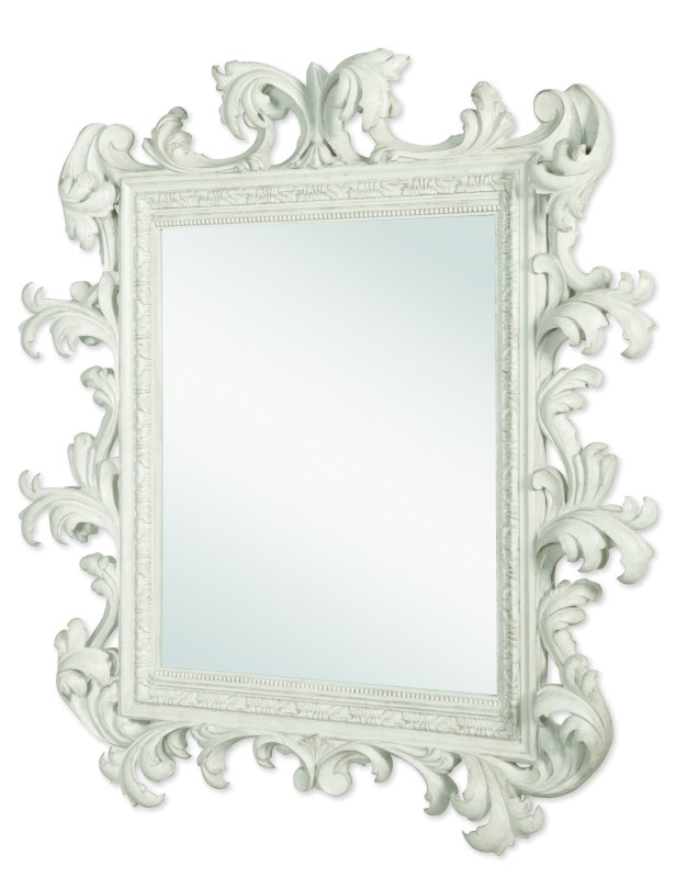 TSA235V1-103273159 TSA-235-V1 - Italian Rococo Mirror - French Painted Blanc - Image 1