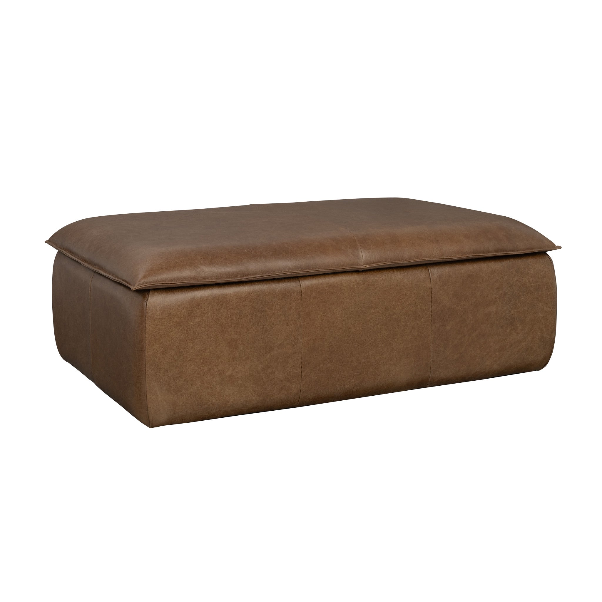W1491091S-105398800 Crawford Chestnut Leather Rectangular Storage Ottoman - Image 1